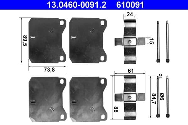 Set accesorii, placute frana ATE 13.0460-0091.2