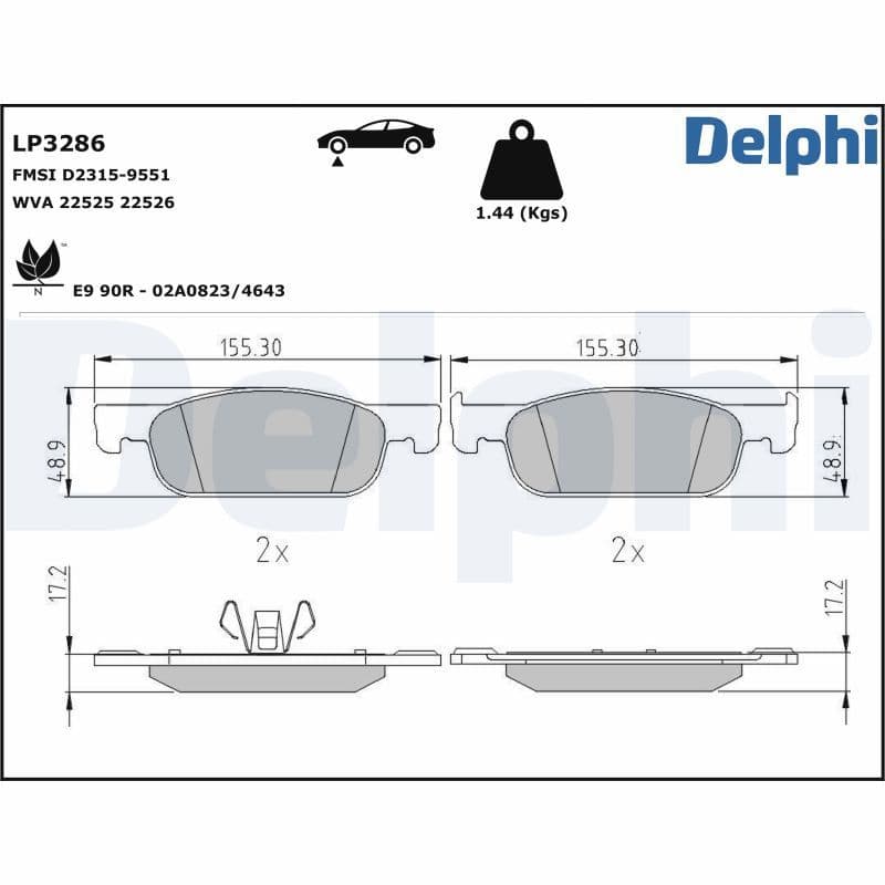 set placute frana,frana disc DELPHI LP3286