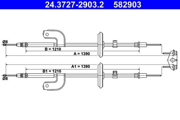 Cablu, frana de parcare ATE 24.3727-2903.2