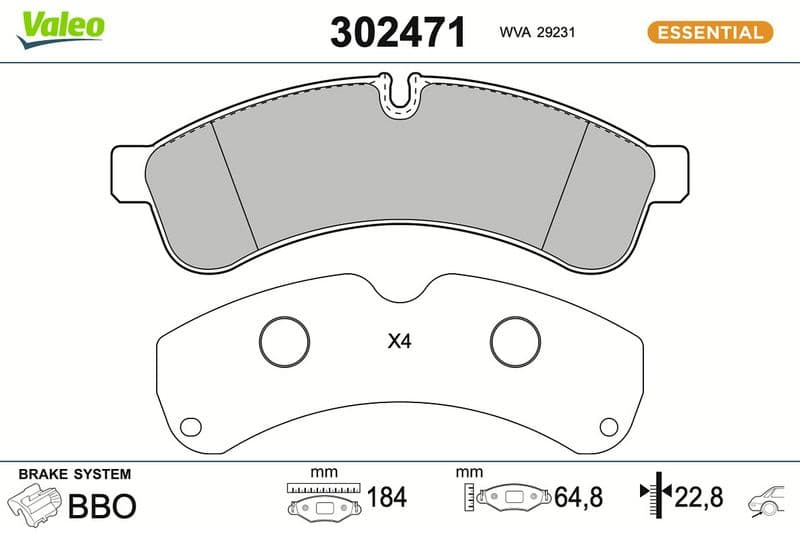set placute frana,frana disc VALEO ESSENTIAL 302471