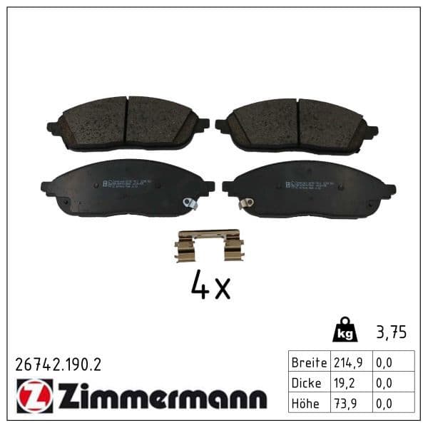 set placute frana,frana disc ZIMMERMANN 26742.190.2