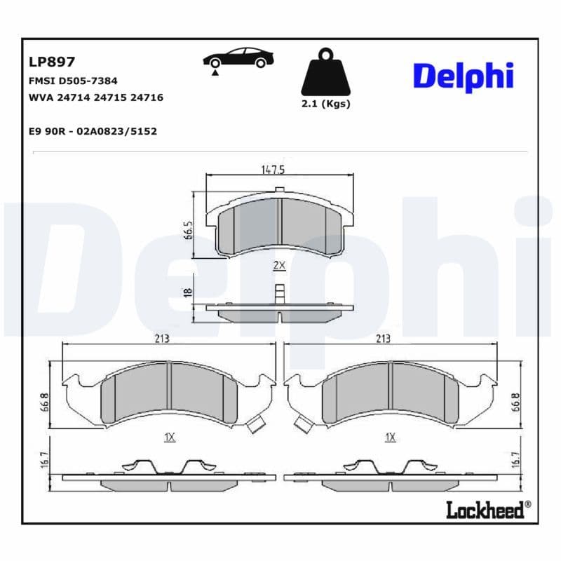 set placute frana,frana disc DELPHI LP897