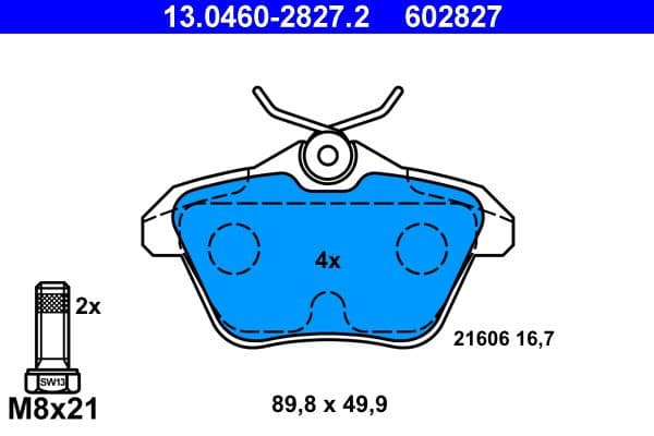 set placute frana,frana disc ATE 13.0460-2827.2