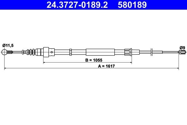 Cablu, frana de parcare ATE 24.3727-0189.2