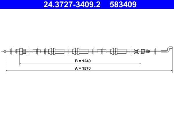 Cablu, frana de parcare ATE 24.3727-3409.2
