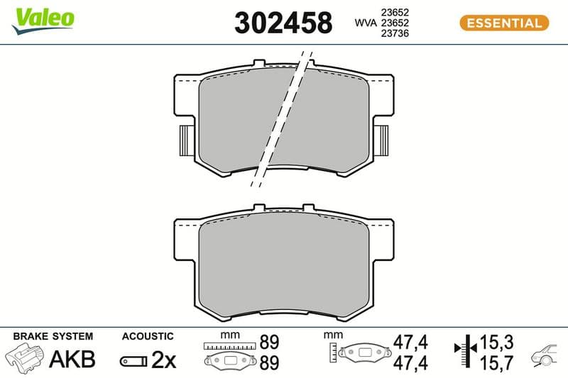 set placute frana,frana disc VALEO ESSENTIAL 302458