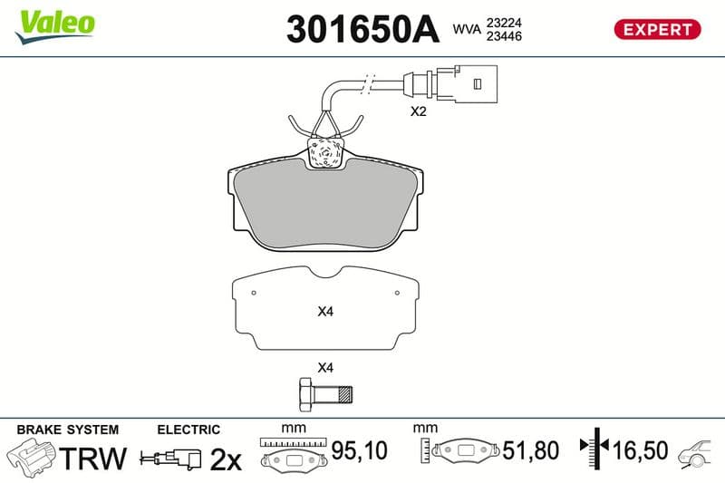 set placute frana,frana disc VALEO EXPERT 301650A