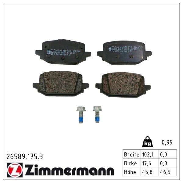 set placute frana,frana disc ZIMMERMANN 26589.175.3