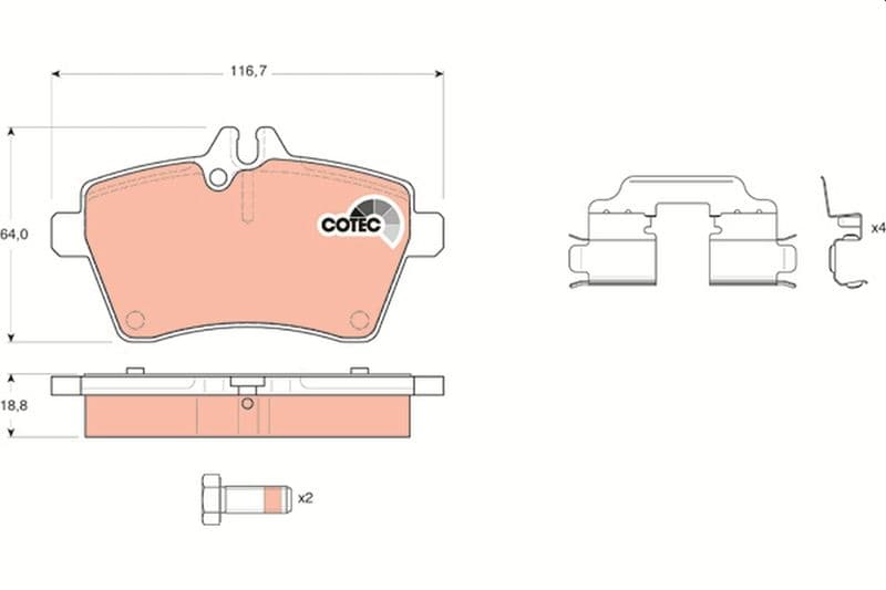 set placute frana,frana disc TRW COTEC GDB1629
