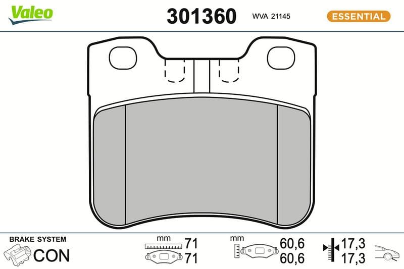 set placute frana,frana disc VALEO ESSENTIAL 301360
