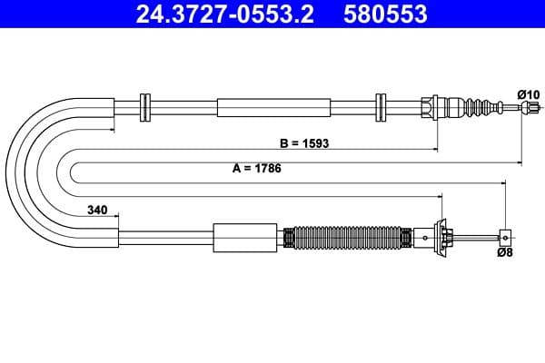 Cablu, frana de parcare ATE 24.3727-0553.2