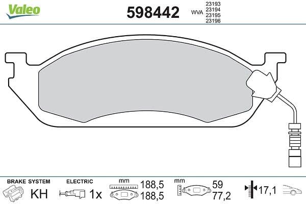 set placute frana,frana disc VALEO 598442