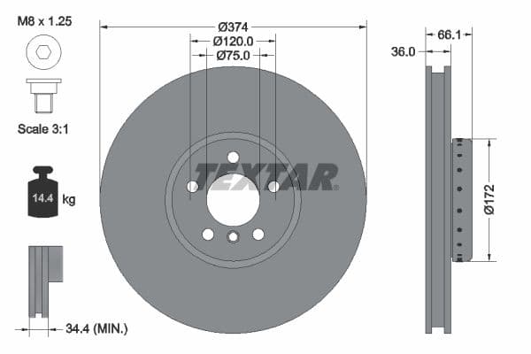 Disc frana TEXTAR PRO+ 92266225