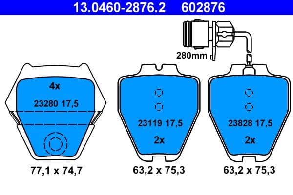set placute frana,frana disc ATE 13.0460-2876.2