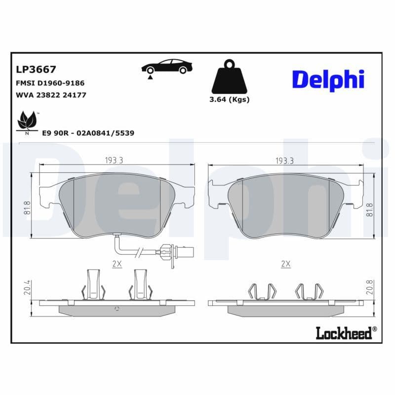 set placute frana,frana disc DELPHI LP3667