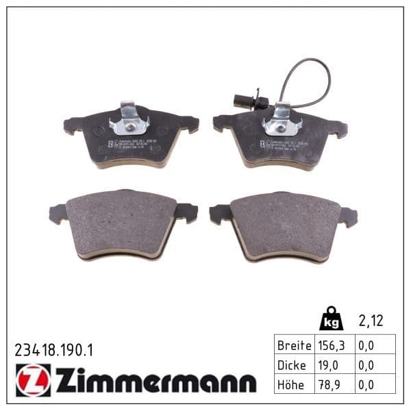 set placute frana,frana disc ZIMMERMANN 23418.190.1