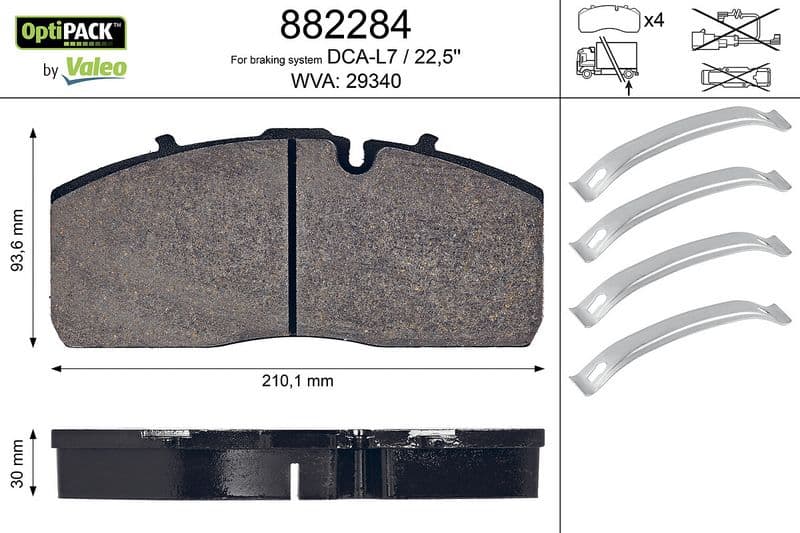 set placute frana,frana disc VALEO OPTIPACK 882284