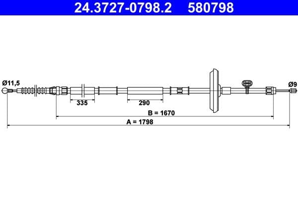 Cablu, frana de parcare ATE 24.3727-0798.2