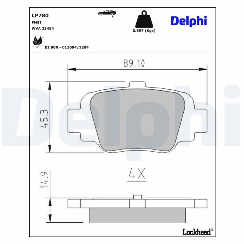set placute frana,frana disc DELPHI LP780
