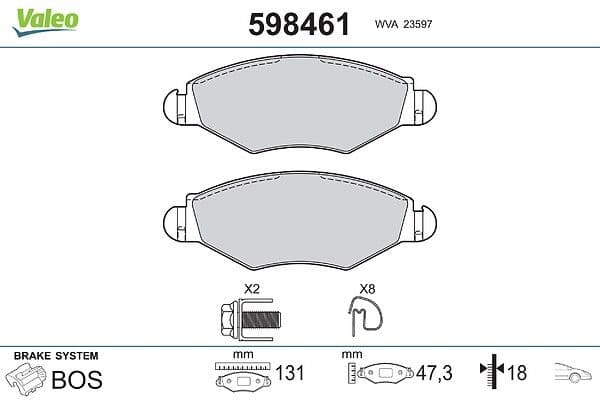 set placute frana,frana disc VALEO 598461