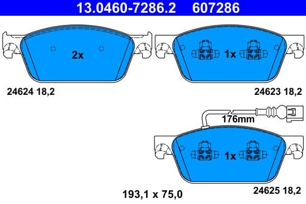 set placute frana,frana disc ATE 13.0460-7286.2