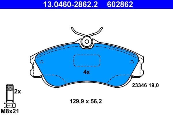 set placute frana,frana disc ATE 13.0460-2862.2