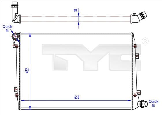 Radiator, racire motor TYC 737-0062-R