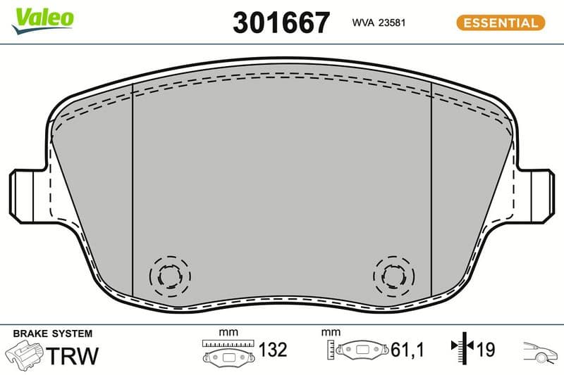 set placute frana,frana disc VALEO ESSENTIAL 301667