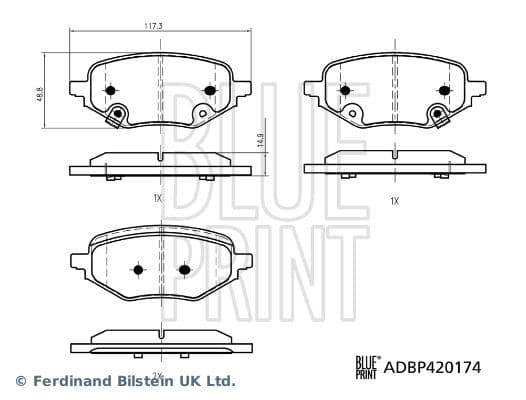 set placute frana,frana disc BLUE PRINT ADBP420174
