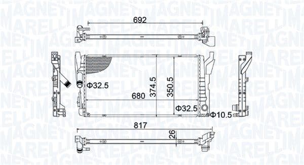 Radiator, racire motor MAGNETI MARELLI 350213202800