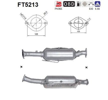 Filtru funingine/particule, sist.de esapament AS-PL FT5213