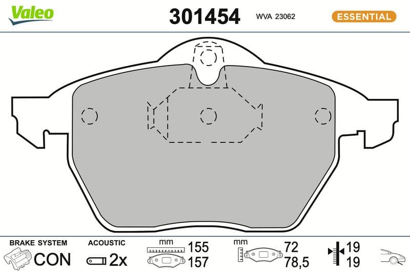 set placute frana,frana disc VALEO ESSENTIAL 301454