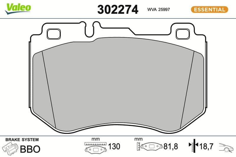 set placute frana,frana disc VALEO ESSENTIAL 302274