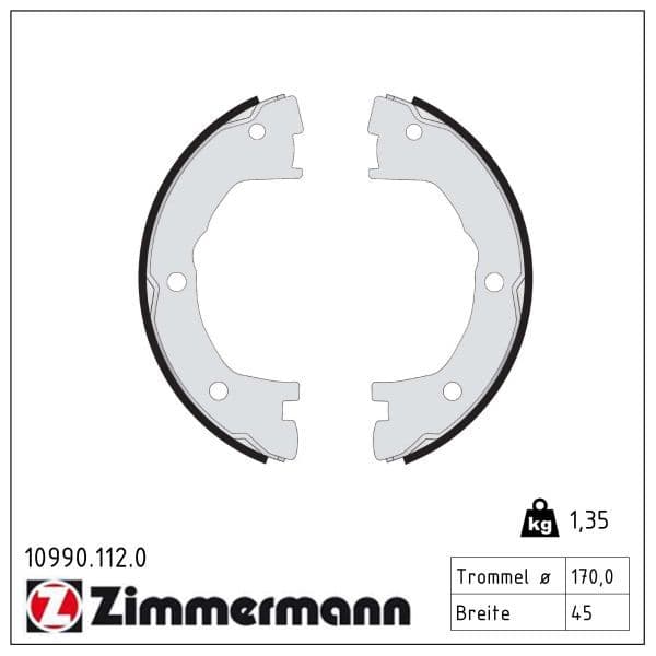 Set saboti frana, frana de mana ZIMMERMANN 10990.112.0