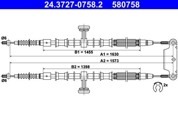 Cablu, frana de parcare ATE 24.3727-0758.2