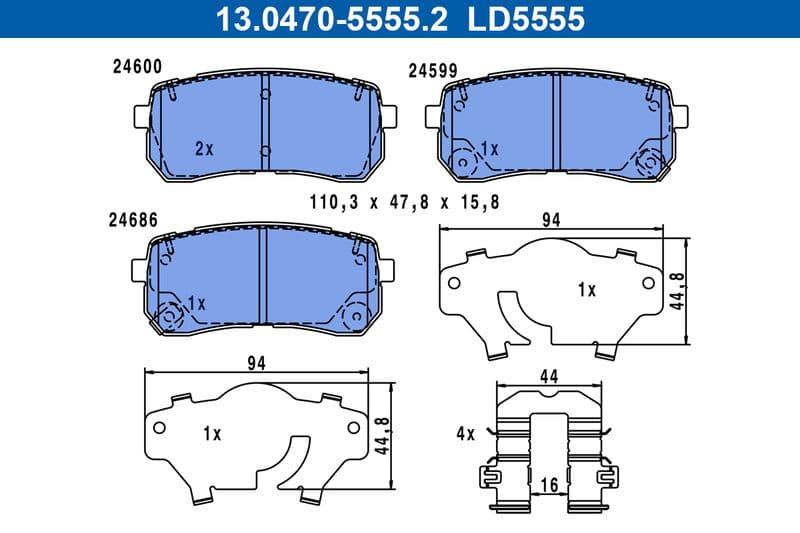 set placute frana,frana disc ATE Ceramic 13.0470-5555.2