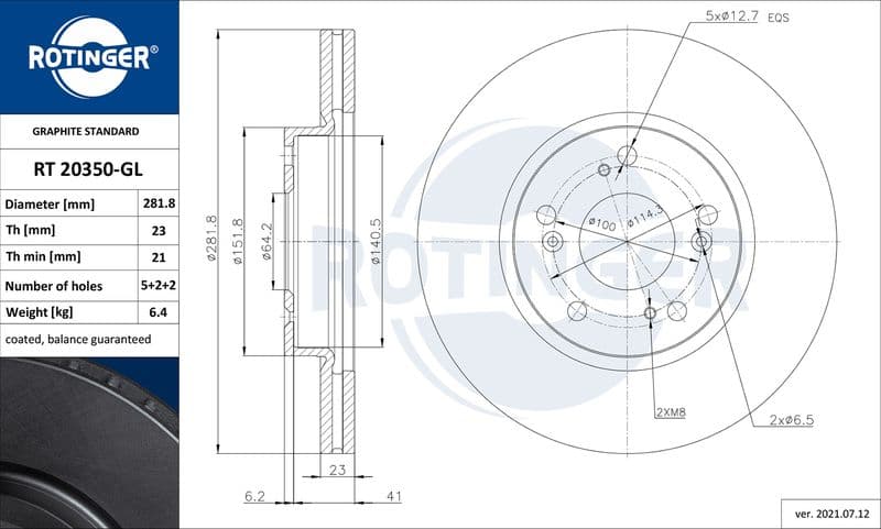 Disc frana ROTINGER GRAPHITE LINE RT 20350-GL