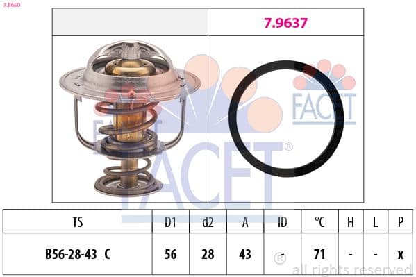 termostat,lichid racire FACET Made in Italy - OE Equivalent 7.8650