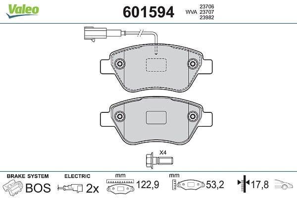 set placute frana,frana disc VALEO 601594