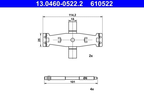 Set accesorii, placute frana ATE 13.0460-0522.2