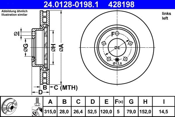 Disc frana ATE 24.0128-0198.1