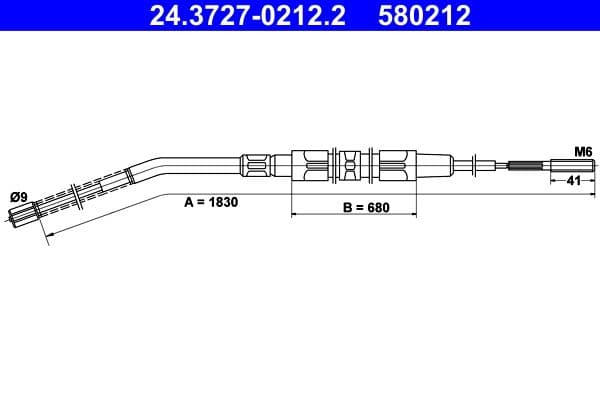 Cablu, frana de parcare ATE 24.3727-0212.2