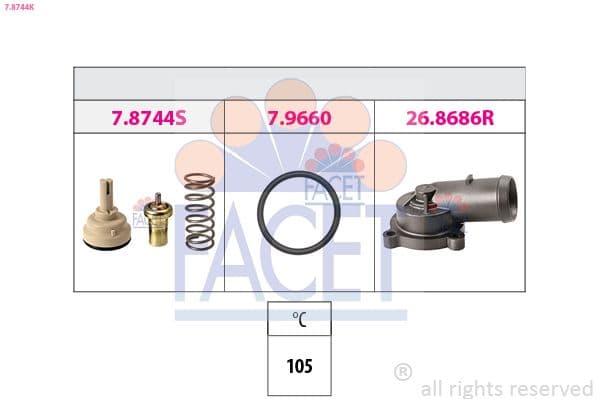 termostat,lichid racire FACET Made in Italy - OE Equivalent 7.8744K