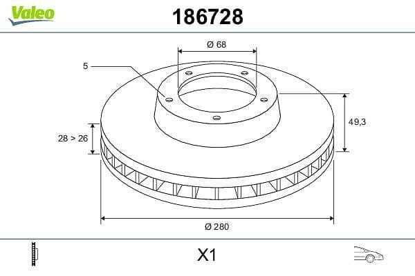 Disc frana VALEO 186728