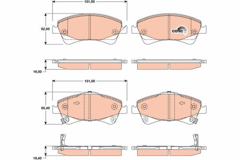 set placute frana,frana disc TRW COTEC GDB3479