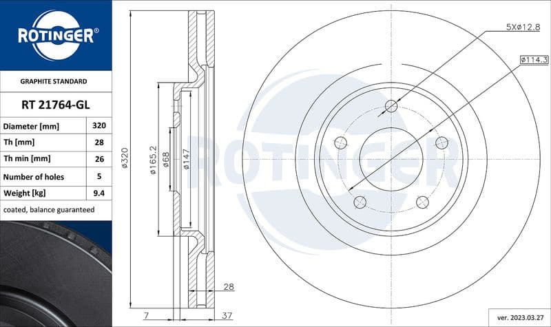 Disc frana ROTINGER GRAPHITE LINE RT 21764-GL
