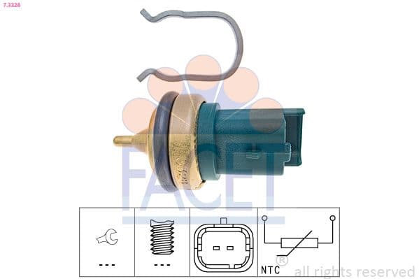 senzor,temperatura lichid de racire FACET Made in Italy - OE Equivalent 7.3328