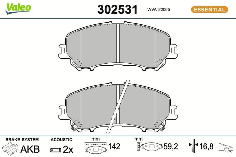 set placute frana,frana disc VALEO ESSENTIAL 302531