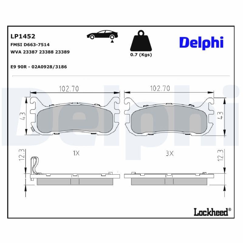 set placute frana,frana disc DELPHI LP1452