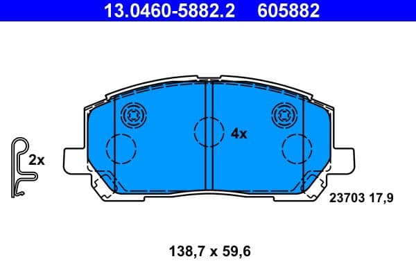 set placute frana,frana disc ATE 13.0460-5882.2